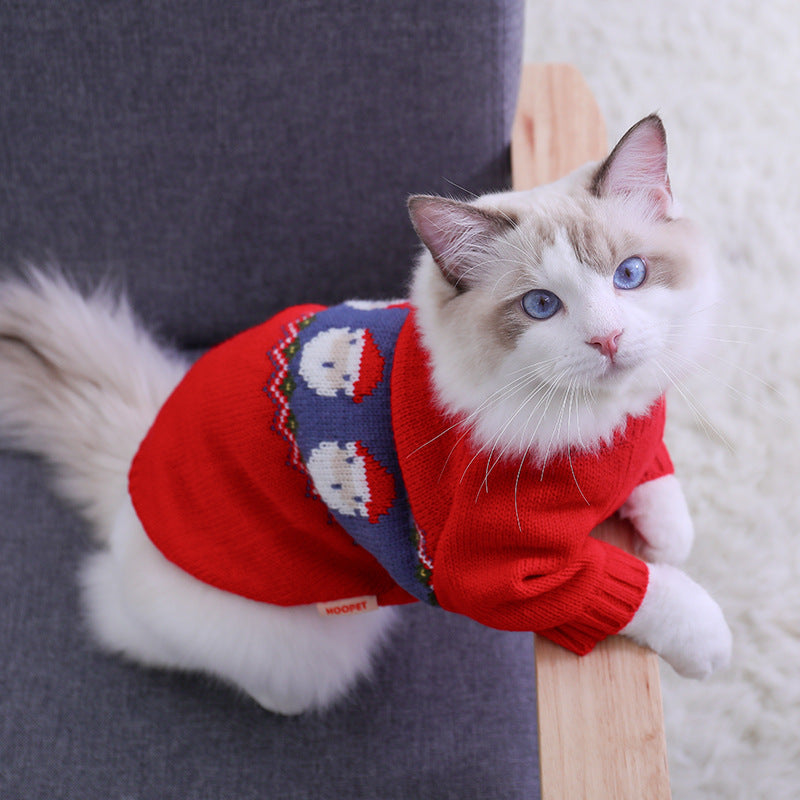 Pet Clothes Cat Dog Christmas Sweater Small Dog Winter Warm