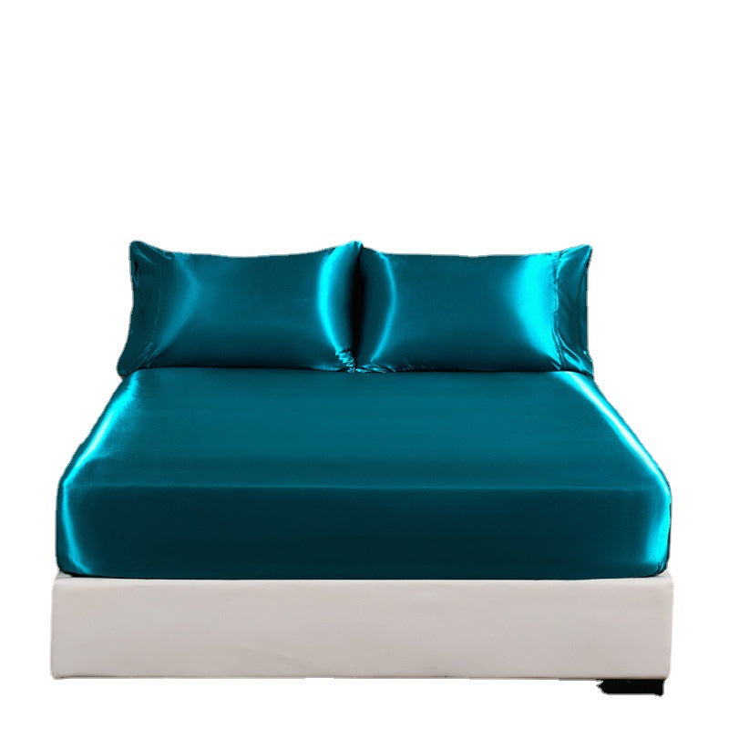 Solid Color Pure Silk Like Four Piece Set Bed Sheet Duvet Cover Pillowcase Bedding Supplies